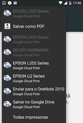 Impressora disponíveis para impressão (EPSON L355)